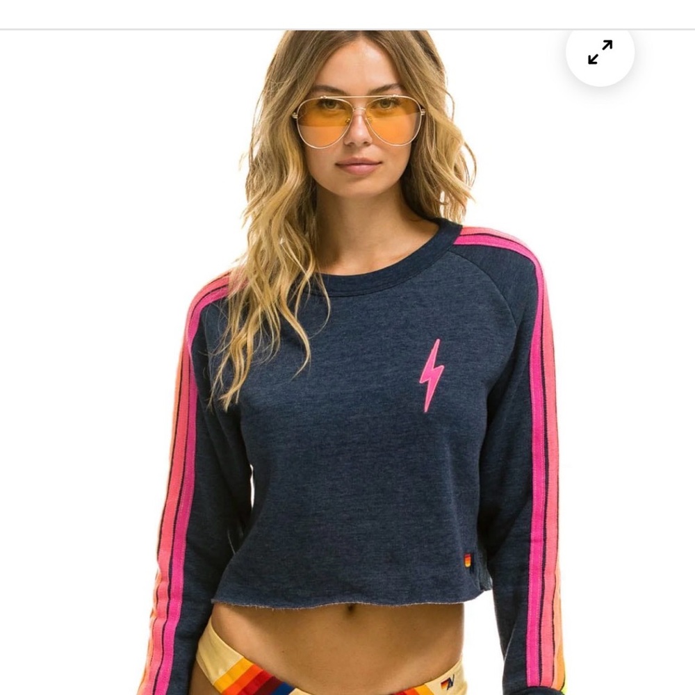 Aviator Nation Dark Blue Sweatshirt with Neon Accents
